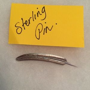 HSB HENRY S BICK BROOCH PIN STERLING SILVER FEATHER QUILL VINTAGE SIGNED